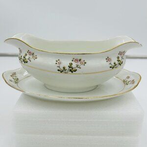 Noritake Nippon Hakone Gravy Boat with Attached Plate Porcelain Japan